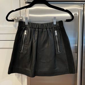 All Saints Black Leather Mini Skirt Size 4